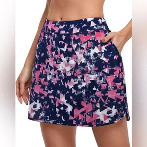 Chicho Pink Blue Golf Tennis Geometric Athletic Skort Skirt Women’s size XL